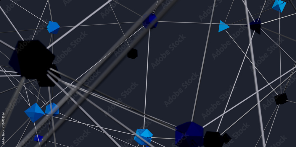 Leinwandbilder 3D rendering of a complex network, showcasing connections and nodes. Ideal for technology, data, and communication concepts.
