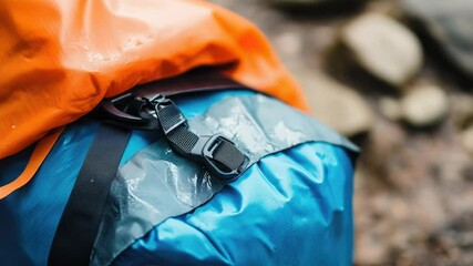 A close-up shot of a colorful blue and orange bag, perfect for capturing details or creating a visually appealing image.