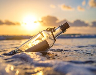 A message in the bottle at sea 