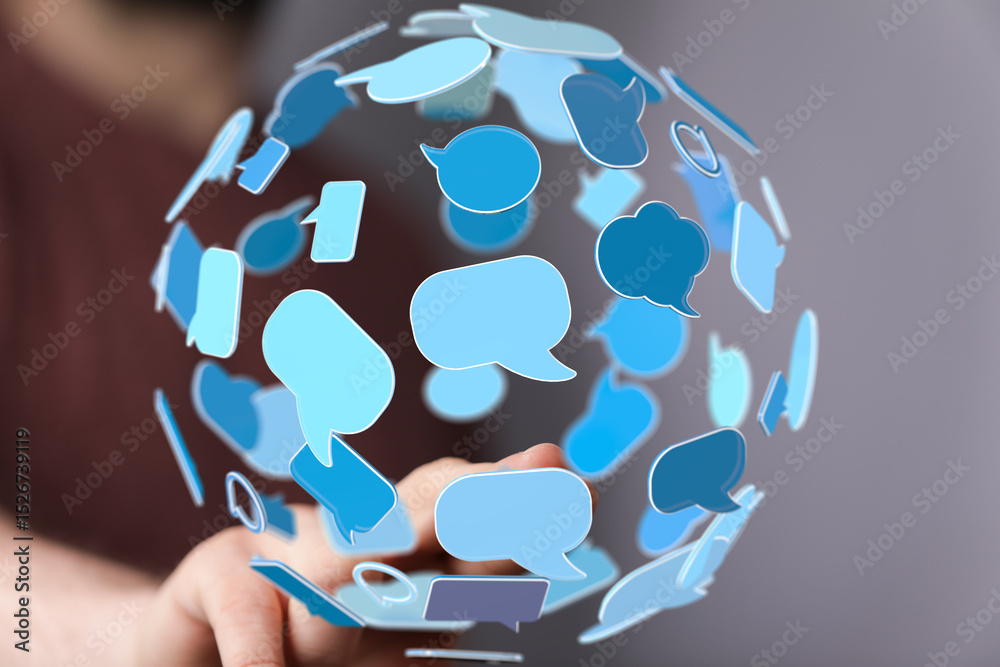 Poster Abstract image of a communication network.  Perfect for social media, technology, and global connection concepts.