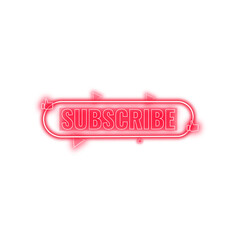Neon Subscribe logo with red colour | Glowing subscribe icon sign sticker png | Transparent Subscribe Image