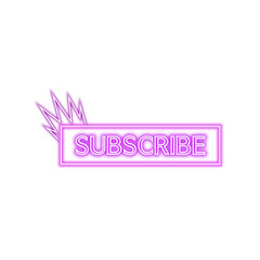 Neon Subscribe logo with purple colour | Glowing subscribe icon sign sticker png | Transparent Subscribe Image