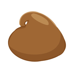 Single drop of milk chocolate in smooth round shape. Vector cartoon element. For sweets packaging, dessert graphics, baking visuals, product icons, branding use