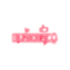 Neon Subscribe logo with red colour | Glowing subscribe icon sign sticker png | Transparent Subscribe Image
