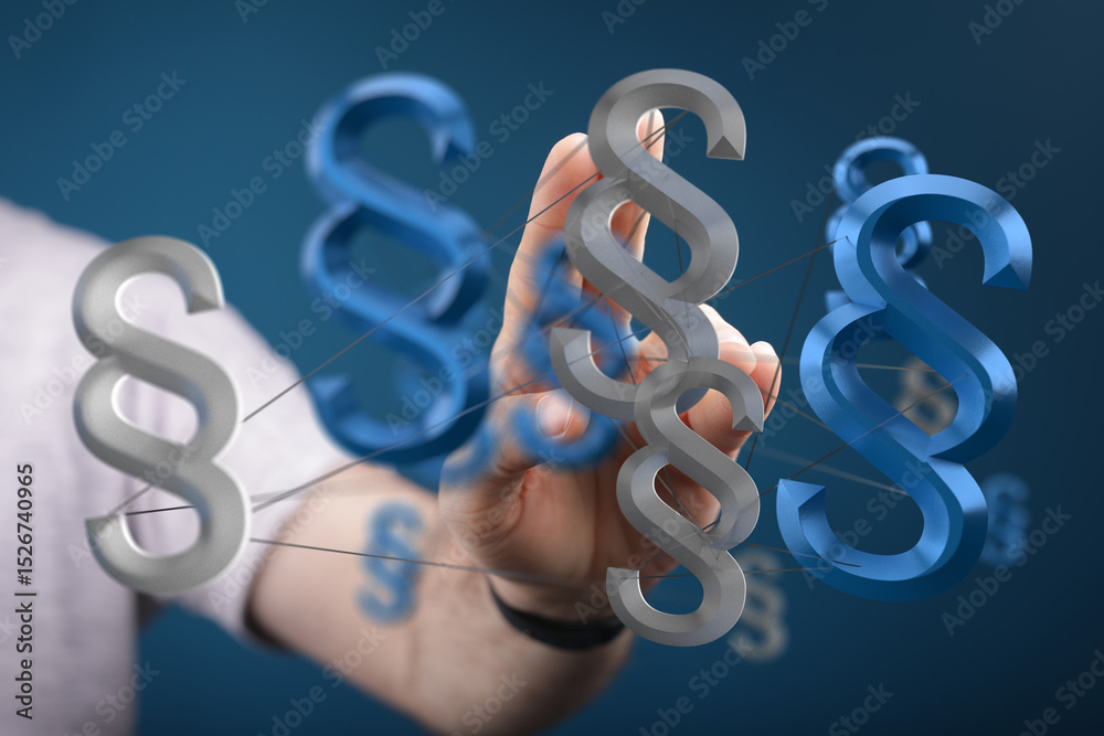 Aufkleber Abstract image of interconnected paragraph symbols, representing legal concepts and systems.