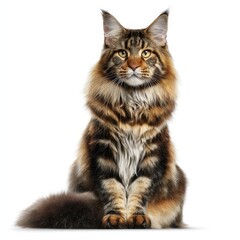 Obraz premium Majestic Maine Coon Cat Sitting Pretty Fluffy Longhair Breed Domestic Pet Animal
