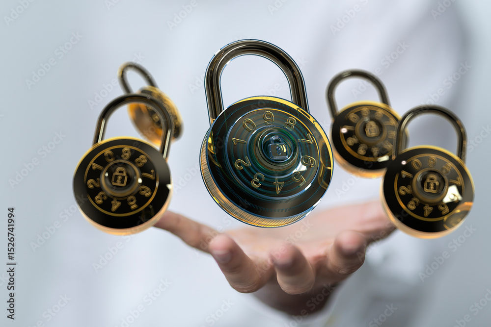 Aufkleber high-quality image of combination locks, symbolizing data protection and cybersecurity.