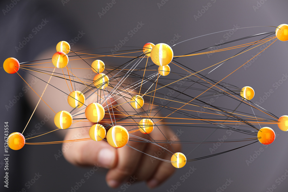 Fototapete Abstract image of a network connection, representing global communication and data exchange.