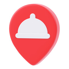 restaurant icon on metal internet button 3d render icon isolated on transparent white background	
