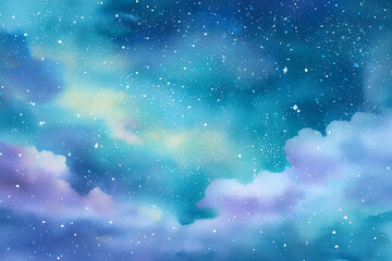 Obraz premium 七夕 天の川・水彩.Generative AI 