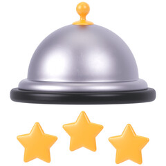 golden service bell 3d render icon isolated on transparent white background	
