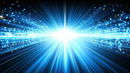 Radiant blue light rays emanating from a central point.