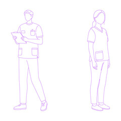 nurse full body lineart illustration