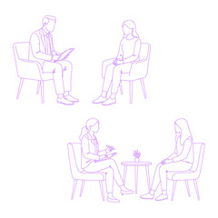 psychiatrist lineart illustration