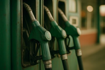 Vintage Gas Pump Nozzles: A Nostalgic Glimpse into Automotive History and Fuel Industry Detail, Close-up View