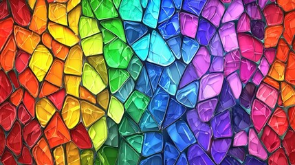 stained glass panel illustration with irregular organic shapes, rainbow color palette blending softly, high transparency effect, isolated with top and bottom margins free stained glass abstract 