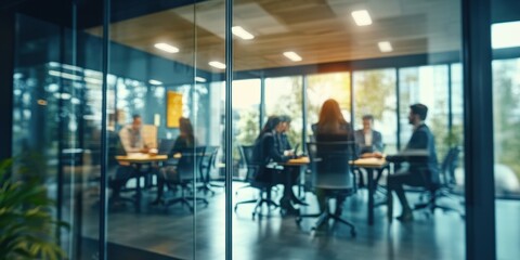 Blurred Business Meeting in Modern Office