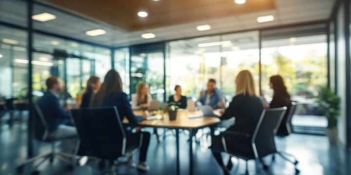 Blurred Office Meeting - Collaborative Business Team - Powered by Adobe