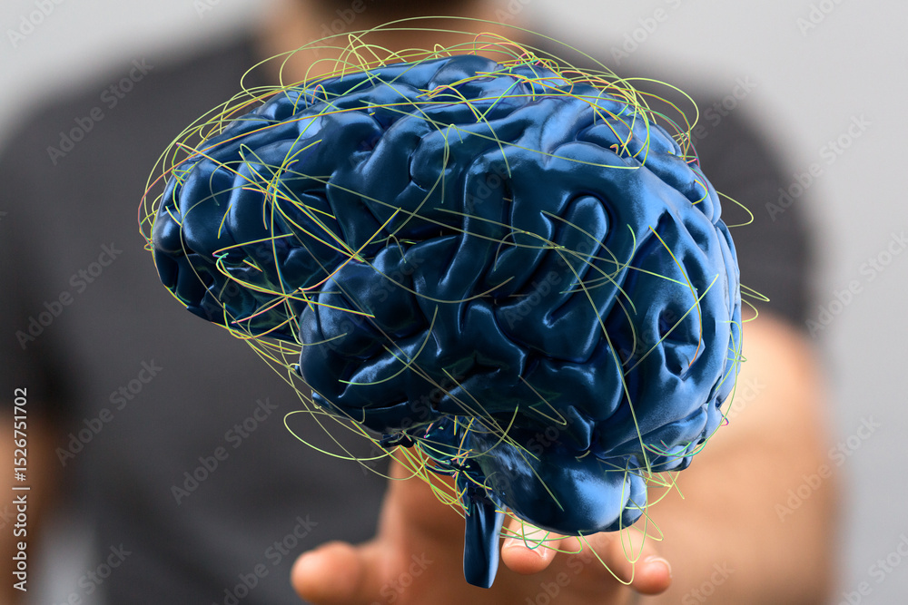 Leinwandbilder high-quality 3d rendering of a human brain, showcasing intricate neural pathways and connections.