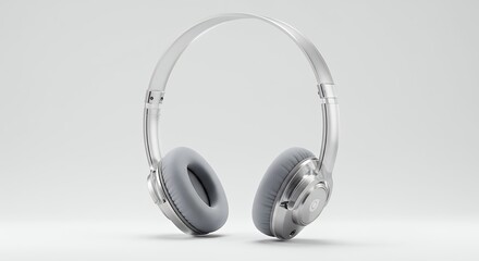 Modern over ear headphones on white background