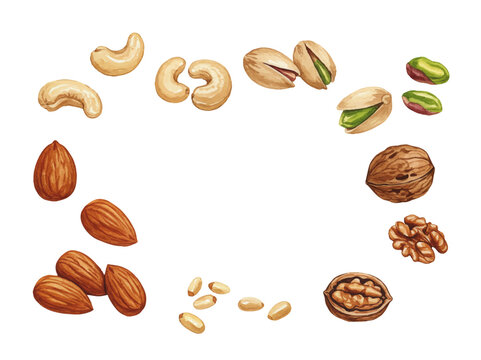 Vector watercolor nuts / 水彩テイストのナッツイラスト