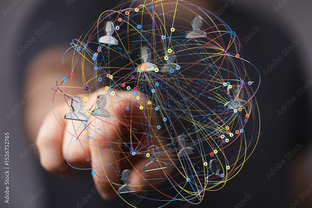 Aufkleber abstract image of a global network, showing connections between people online.