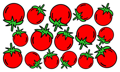 
Colorful vector horizontal banner with ripe round red tomatoes on a white isolated background