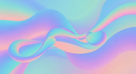 Abstract flowing shapes in pastel colors create a smooth, iridescent, and dreamy background.