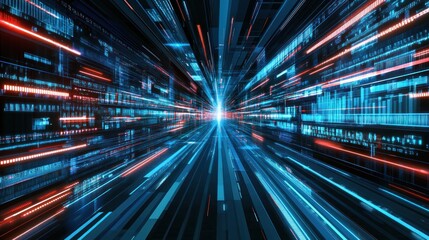 Digital data stream tunnel effect.