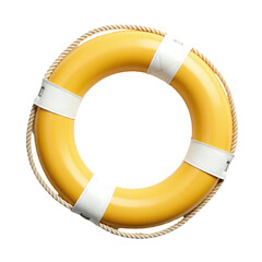 Yellow life preserver with white accents and rope.  Perfect for safety, nautical, and maritime themes. Ideal for websites, brochures, and more.