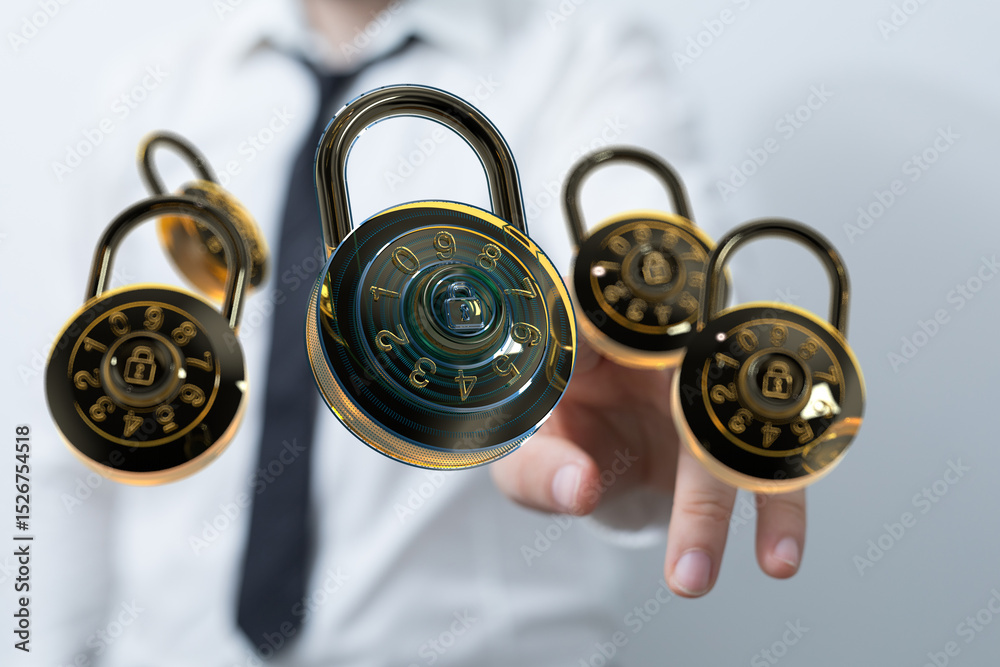 Poster Safeguard your information with strong passwords and robust security measures. Protect your digital assets now!