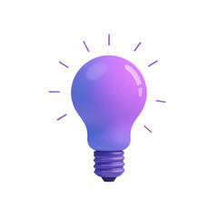 3D rendering of a glowing purple lightbulb.  Perfect for innovation, technology, and creativity concepts. Ideal for websites, marketing, and advertising.