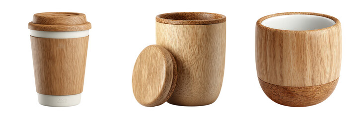 Minimalist Eco-Friendly Reusable Oak Wood Cup Set for Sustainable Living