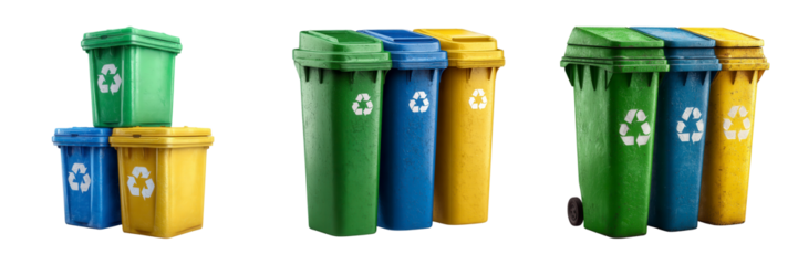 Colorful Recycling Bins for Sorted Waste Management in Urban Areas