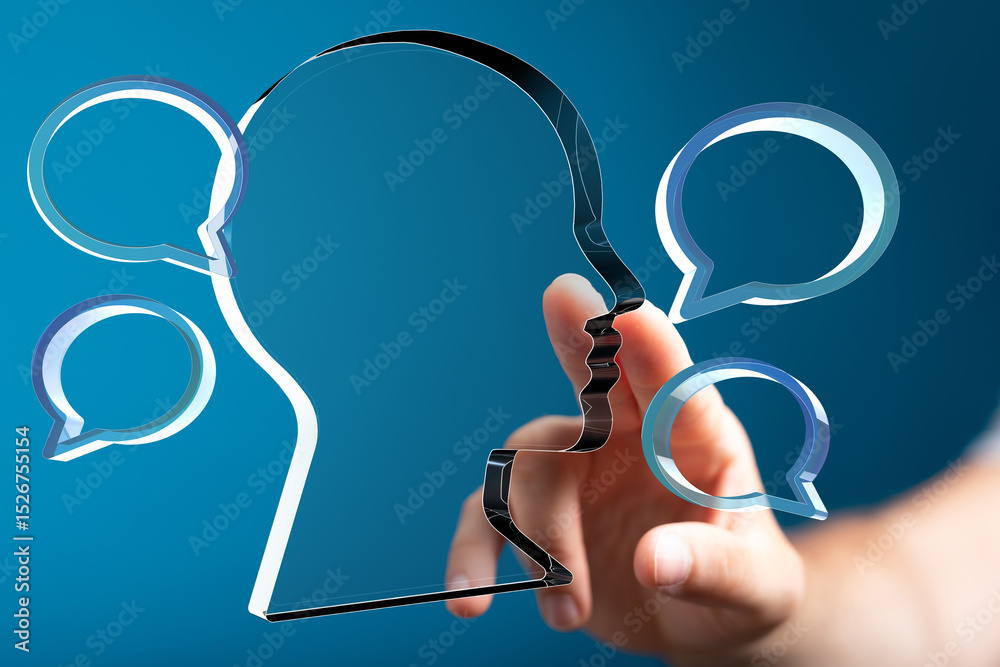 Poster abstract image depicting communication and thought processes. ideal for business, technology, and ps