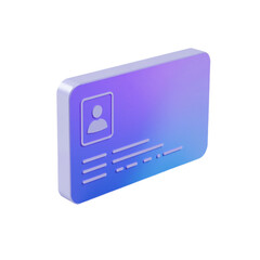 Modern 3D render of an ID card. Perfect for app design, websites, and presentations. Ideal for showcasing identification, user profiles, and security concepts. Suitable for commercial use.