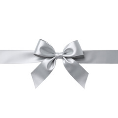 Elegant silver ribbon bow on black. Perfect for gift wrapping, cards, banners, and festive designs. Ideal for commercial use in various projects.