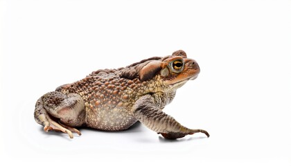 Naklejka premium Brown Toad Amphibian Animal Wildlife Nature Closeup Isolated White