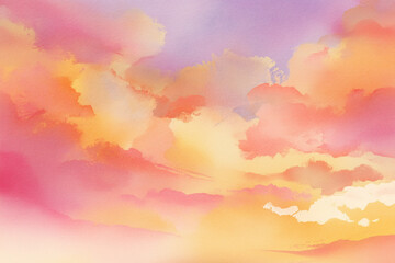 夕焼けの空・水彩.Generative AI	
