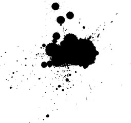 black ink brush drop splatter splash artistic grunge graphic on white background