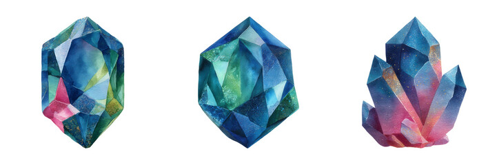 Vivid Watercolor Gemstone Creative in Deep Glittering Colors