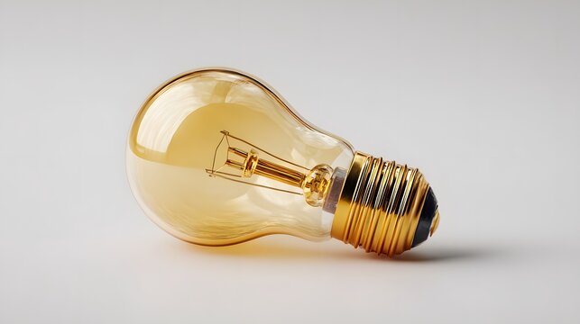 Vintage edison light bulb glowing on white background for creative design