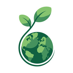 Green Earth Globe with Sprout Symbolizing Environmental Protection and Sustainability Initiatives for a Healthy Planet and Ecosystems Conservation