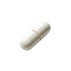 Close-up of a single white capsule.  Clean, bright studio shot. Perfect for medical, healthcare, pharmaceutical, and wellness advertising. Ideal for websites, brochures, and presentations.