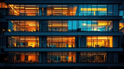 Modern office building at night