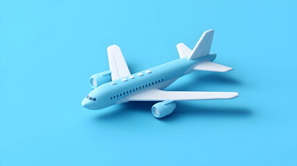 Light Blue Pixelated Airplane Model on a Blue Background