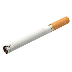Partially smoked cigarette isolated on transparent background