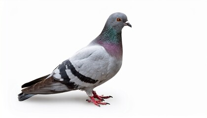 Naklejka premium Single Rock Pigeon Isolated White Background Bird Photography