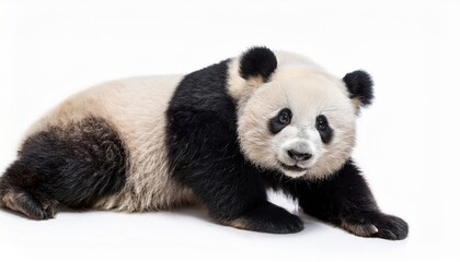 Adorable Giant Panda Cub, White Background, Wildlife Photography