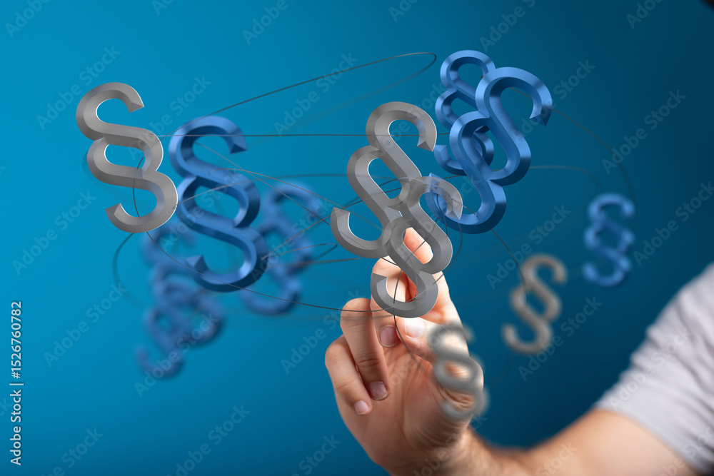 Poster abstract image of interconnected paragraph symbols, representing global legal network and collaborat
